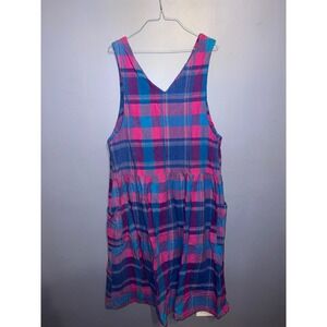 Vintage Unbranded Handmade Women's Jumper Dress‎ Pink Blue Plaid Country No Tags